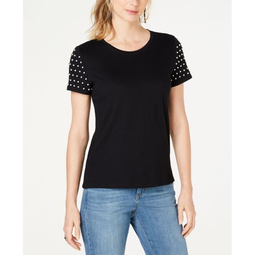 INC International Concepts Faux Pearl Sleeve T-Shirt